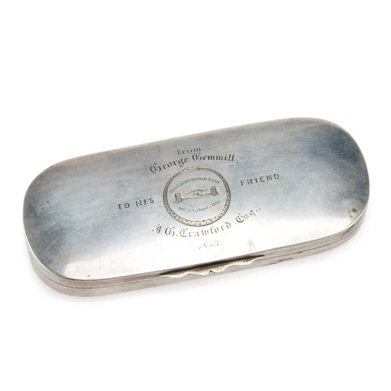 A Victorian Presentation Silver Spectacles Case apparently unmarked, of oblong form, with a hinged cover