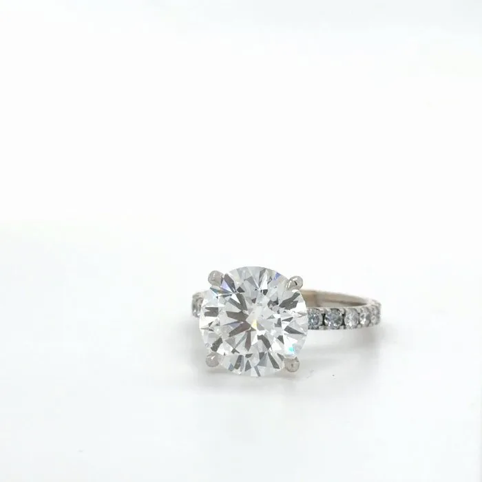 Engagement ring - 14 kt. White gold - 5.00ct. tw. Diamond (Lab-grown) - Diamond - 5 carats diamond ring