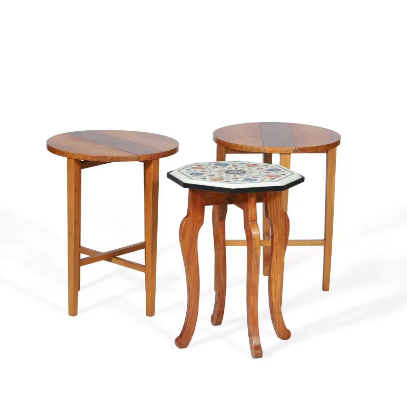 Three Occasional Tables 20th Century, comprising an octagonal hardwood occasional table