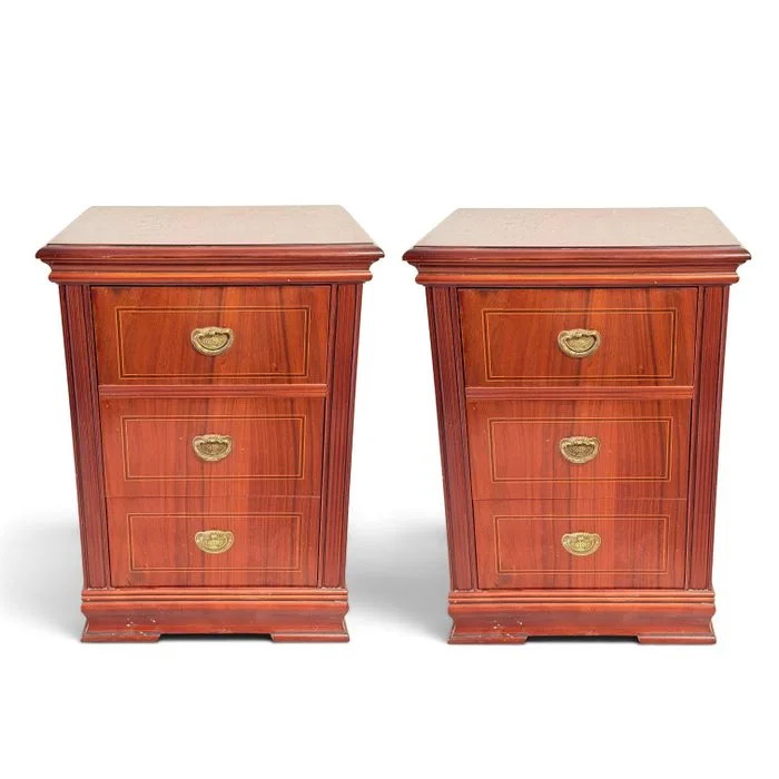 Side table (2) - Louis XVI - Wood, Brass - Chests of drawers