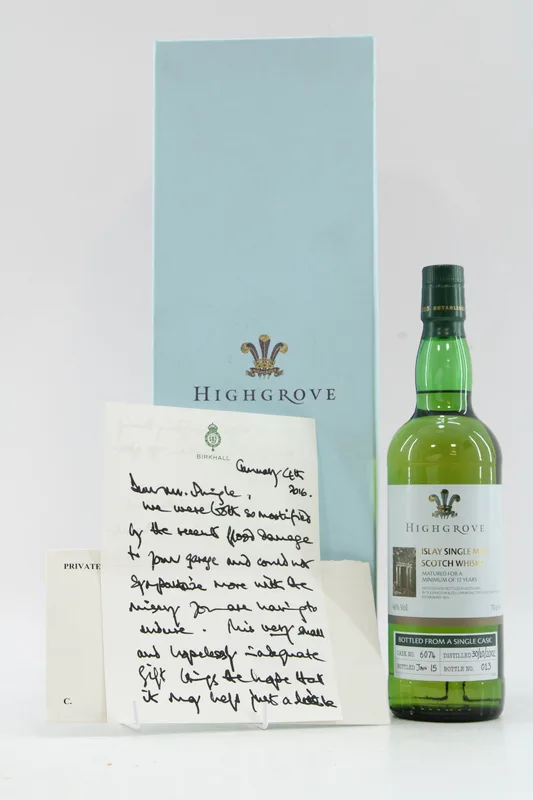 Laphroaig – 2002 Highgrove Cask #6074 + Hand Written Letter From Prince Charles (Now King)