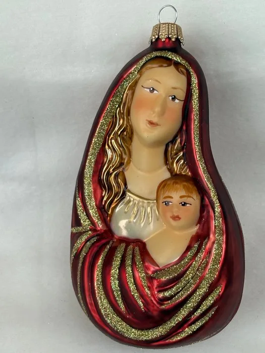 Maria met Jezus, kerstornament, handgemaakt, Krebs Lauscha - Christmas decoration - Glass