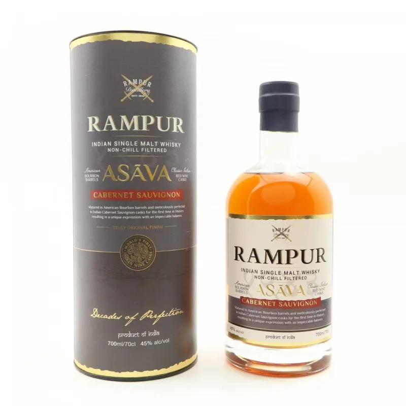 Rampur – Asava Cabernet Sauvignon Finish Indian Single Malt Whisky (2020) (70cl, 45%)