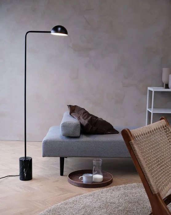 Dyberg Larsen - Floor lamp - "Marble" Floor Light Black - Metal, Black Marble - Nordic Style