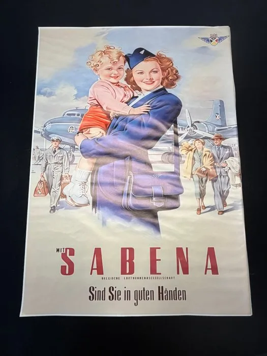 Memorabilia collection - Ultra-Rare Original Sabena Aviation Poster (c. 1948) – "With Sabena in good hands" – Exclusive