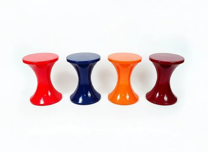 Stool - Plastic - Four retro stools (Tam Tam Style)