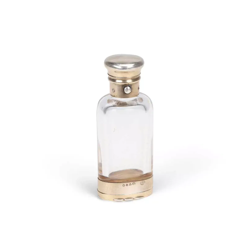 A Victorian Silver-Gilt Mounted Glass Combination Scent Bottle And Vinaigrette by George Brace, London 1878