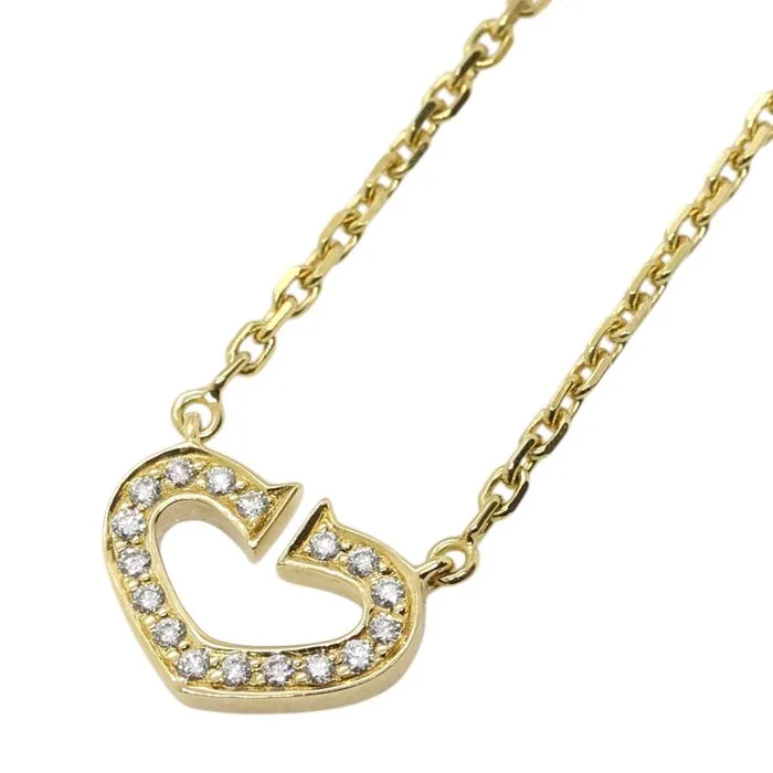 Cartier - Necklace with pendant - C Heart Necklace - 18 kt. Yellow gold - pave diamonds