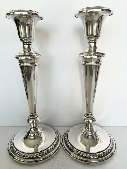 FRANK M. WHITING - Candlestick Tall & Heavy candlesticks (2) -.925 silver - Sterling candlesticks