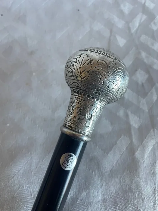 Walking stick - Silver laminate - wood - brass