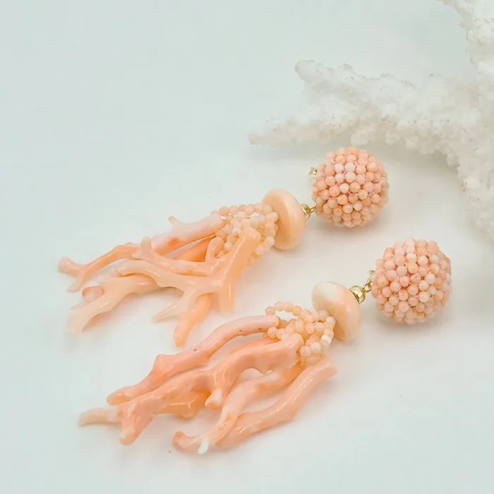 Coral - Silver, Gold-plated - Earrings - PINK CORAL