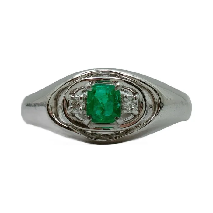 Ring Platinum Emerald - Diamond