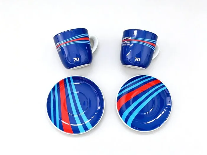 Porsche Design - Coffee set (4) - Martini Racing 70th Anniversary Espresso Cup and Saucer Set - Ceramic