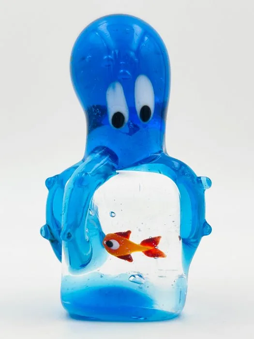 Handmade Murano glass - Sculpture, Polpo sopra la boccia - 7 cm - Murano glass - 2026