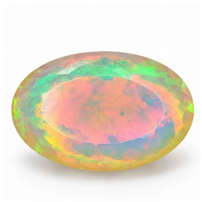 1 pcs White, Red, Green, Orange, Multicolour Opal - 55.19 ct - International Colored Gemstone Association (ICA GemLab) - Flash with Patchwork Ptn
