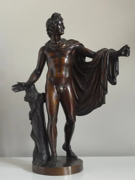 Naar Leochares - Sculpture, Apollo van Belvedère - Grand Tour - 37 cm - Patinated bronze