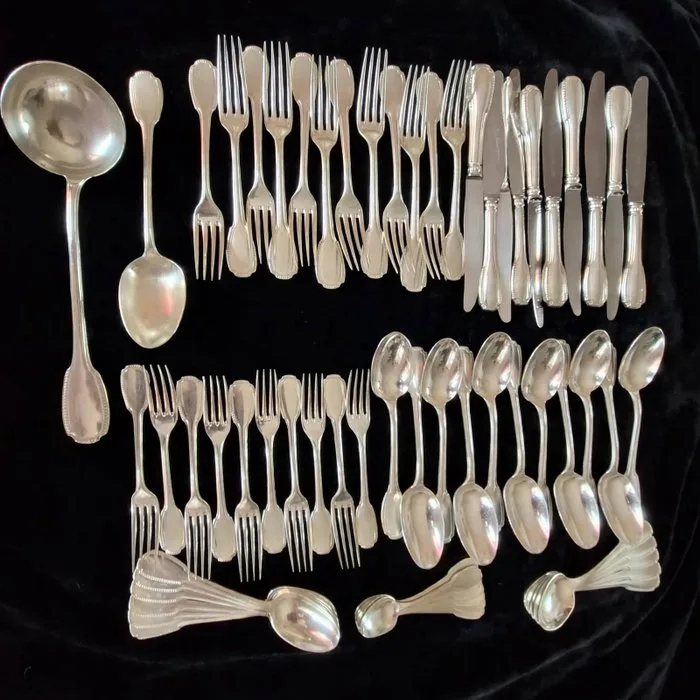 Christofle - Cutlery set (63) - Godrons - Silverplated - Louis XVI style