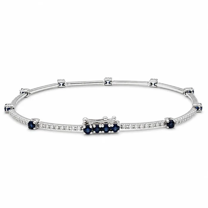 Damiani - Bracelet - 18 kt. White gold - 2.04ct. tw. Sapphire - Diamond - Made in Italy - Handmade