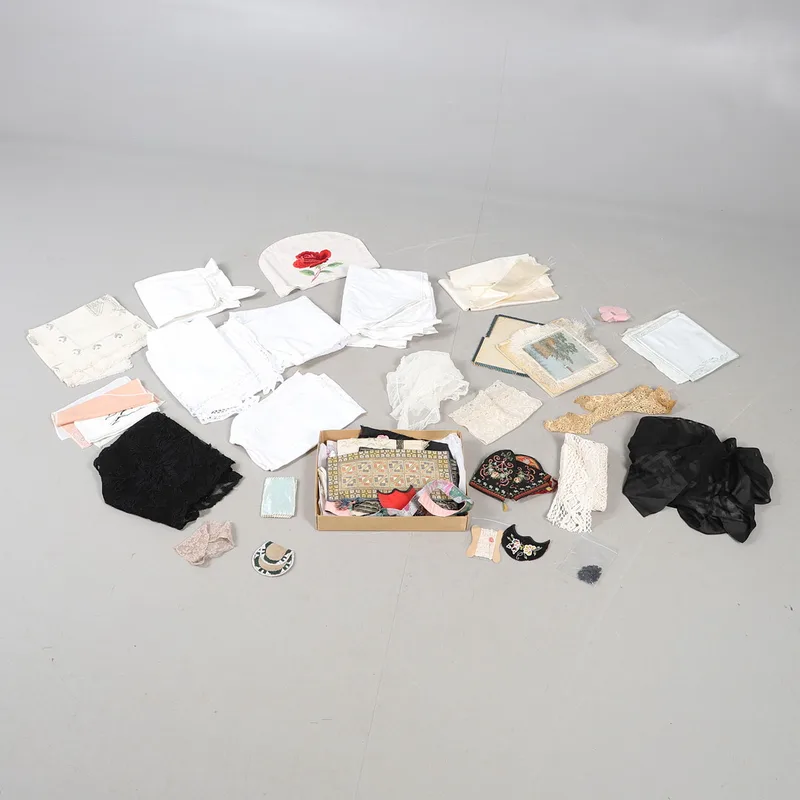 Assorted Embroidered Fabrics Including Linen