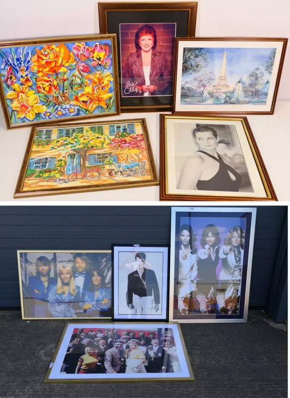 Set to include a framed photographic images of Princess Diana, ABBA, David Bowie, Charlie's Angels, Carry On and one of Cilla Black