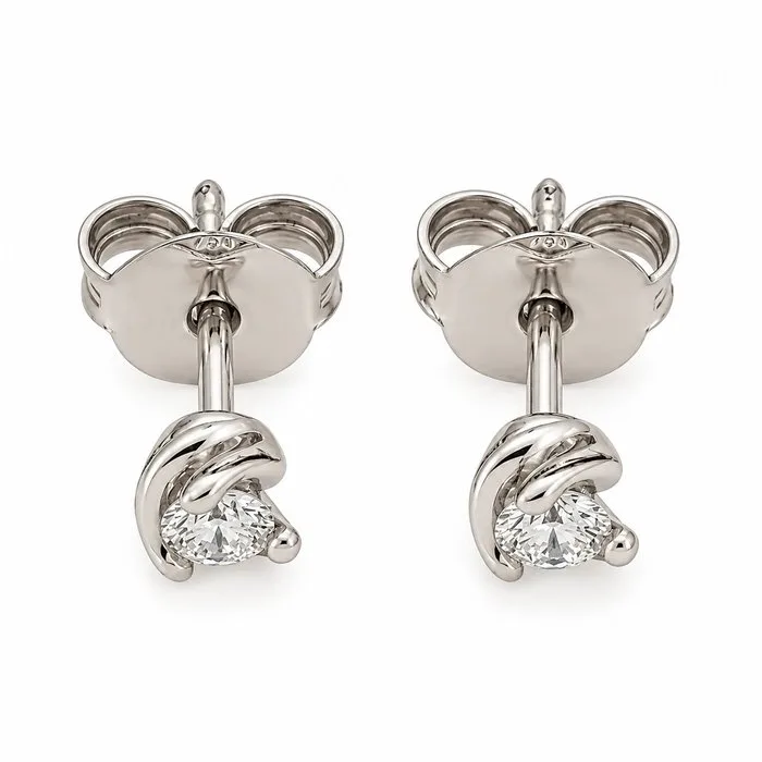 Earrings - 18 kt. White gold - 0.20ct. tw. Diamond (Natural) - Made in Italy - Handmade