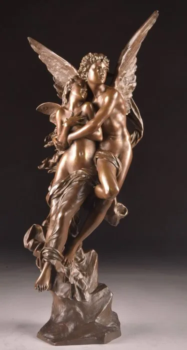 Sculpture, Henri Godet (1863–1937) – Le Ravissement de Psyché (De ontvoering van Psyche), naar William-Adolphe - 79 cm - Patinated bronze - 1896