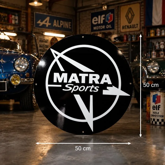 Sign - Matra - Sports Heavy Metal Round Sign 50 cm – Garage Decor - Man Cave