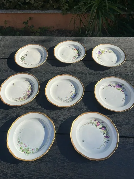 Meissen - Dish (8) - Porcelain - Meissen dessert plates