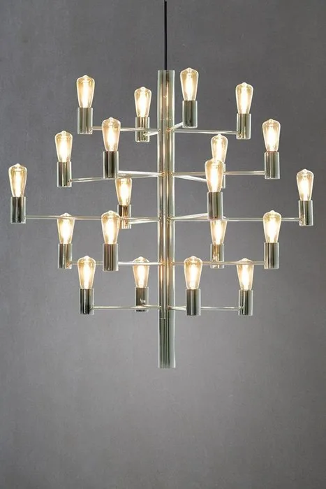 Herstal - Mikael Berlin - Hanging lamp - Manola 20 Dimmable Chandelier - Ø70, Chrome - Metal - +20 Lightbulb