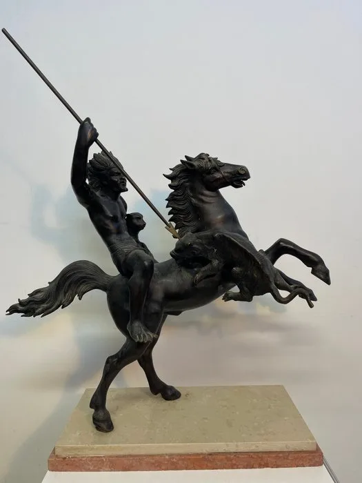 Tommaso Campajola - Sculpture, Guerriero a cavallo - 70 cm - Patinated bronze