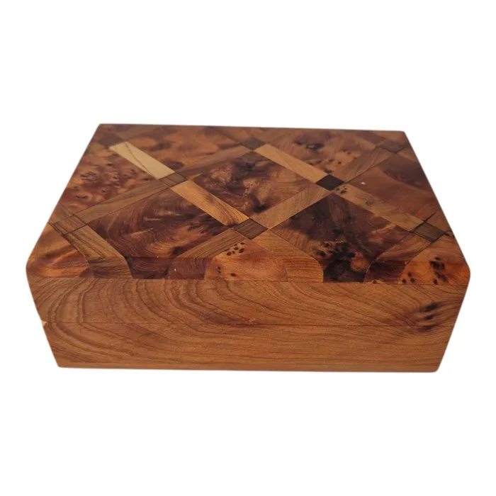 Thuya Wood Craft - Artisan GKB - Jewellery box - Handmade Moroccan thuya burl wood jewelry box – velvet lining – mother-of-pearl – Essaouira - Thuya wood - Thuya burl jewelry box