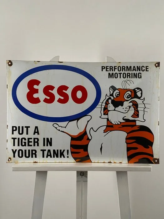Esso - Enamel sign - 60x40cm - Made of thick steel sheet and enamel