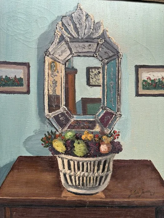 Juliette Juvin (1891-1978) - Corbeille de fruits et miroir
