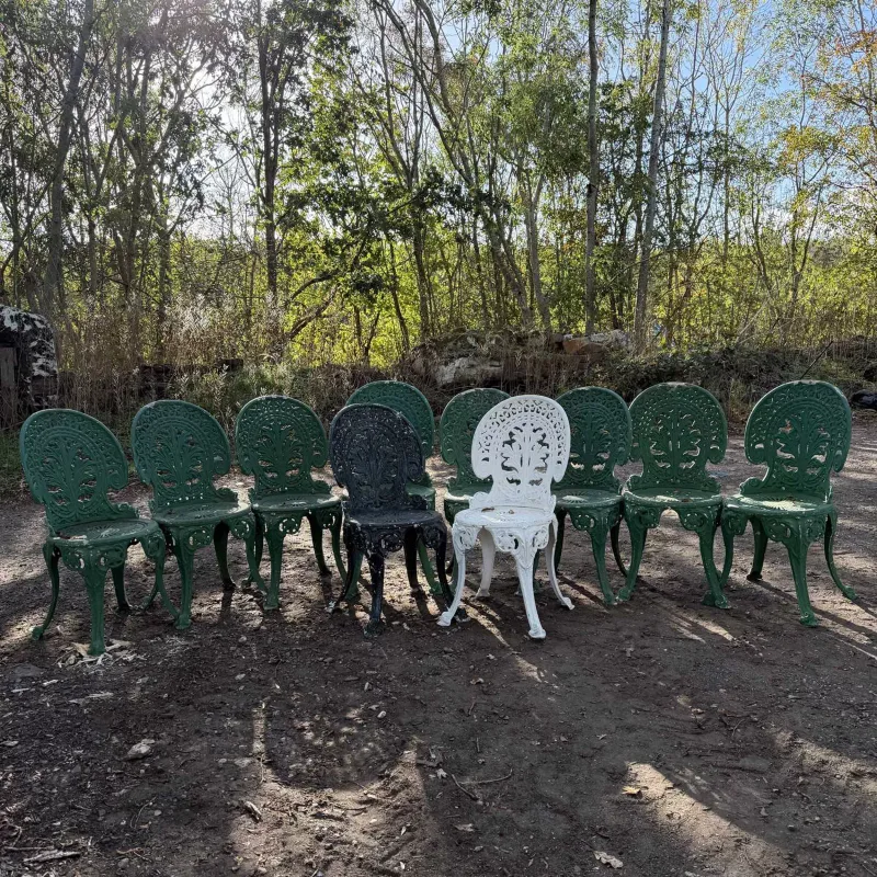 Ten garden chairs