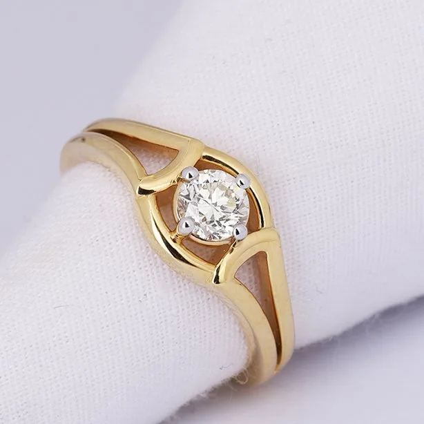 Engagement ring - 14 kt. Yellow gold - 0.42ct. tw. Diamond (Natural) - Solitaire Diamond Ring