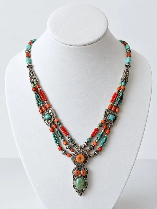 Nepalese multi-strand necklace - Silver - Nepal - 20th century