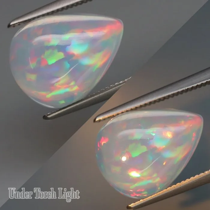 1 pcs White Opal - 4.64 ct - International Gemological Institute (IGI) - Top Play of Color Opal