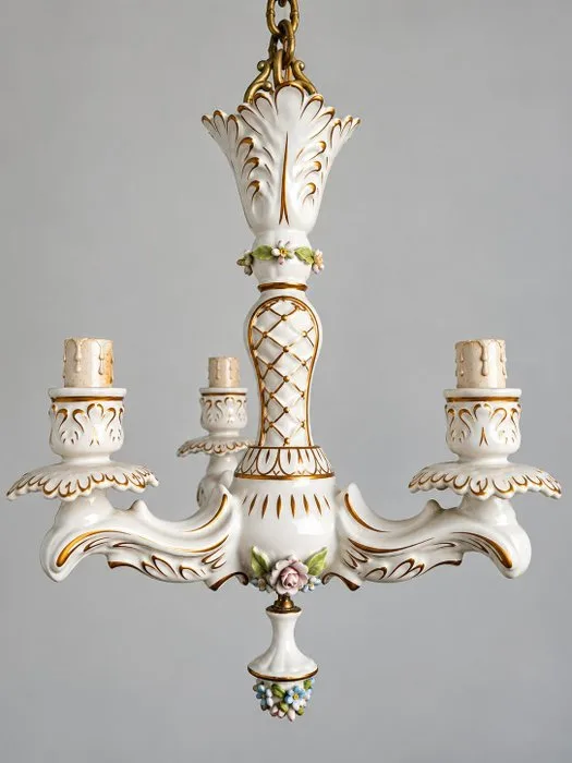 Stile italiano Mangani. - Chandelier - Porcelain, Brass