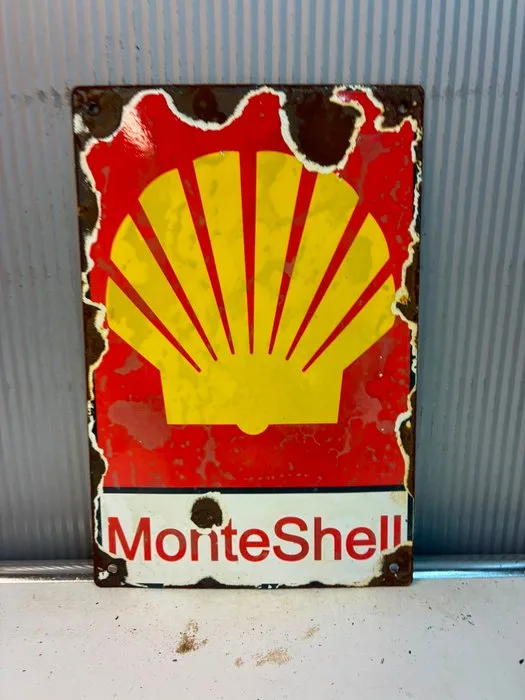 Shell – Monte Shell – Emaille Reclamebord - Enamel sign - Enamel