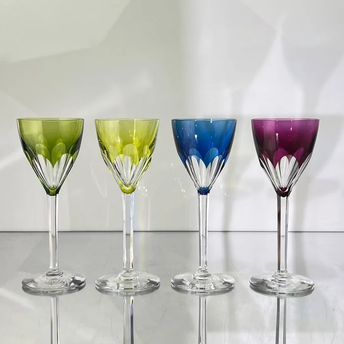 Val Saint Lambert - Drinking set (4) - Hand-Cut Crystal - Crystal - Gevaert High foot 19cm