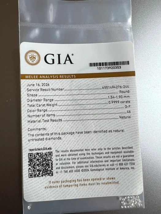 46 pcs Diamond (Natural) - 1.00 ct - Round - D (colourless), E - IF, VVS1, VVS2 - Gemological Institute of America (GIA)
