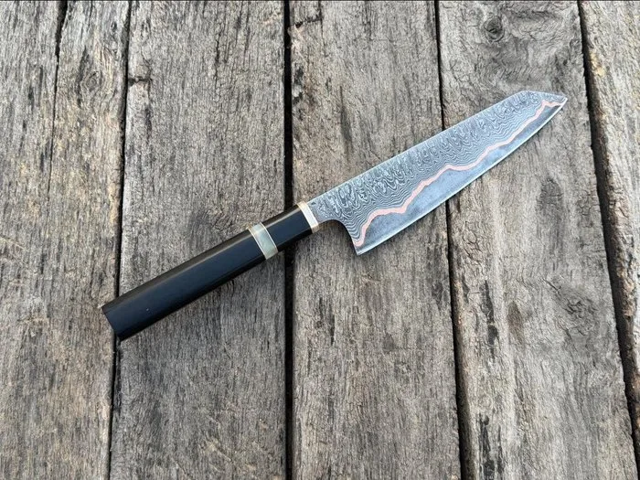 Kitchen knife - Handmade Collectibles Japanse Chef Knife, Carbon Copper Forged Steel - North America - Copper Spacers (DL4)