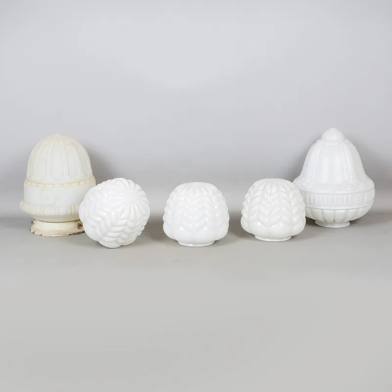 Five White Glass Light Shades (5)