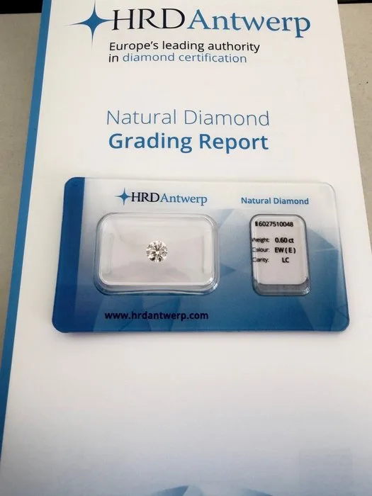 1 pcs Diamond (Natural) - 0.60 ct - Round - E - IF - HRD Antwerp