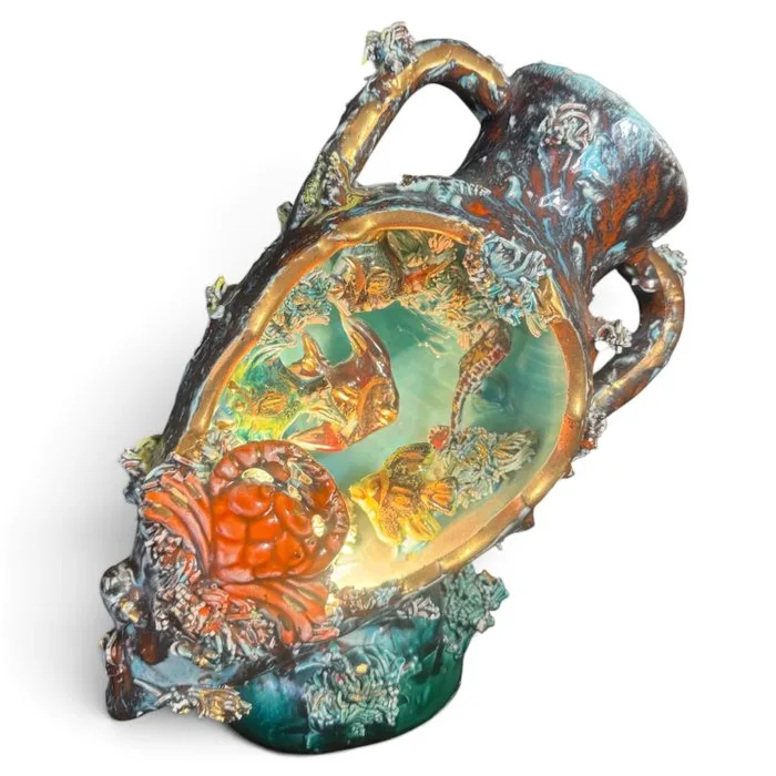 Vallauris - Lamp - Ceramic - Vintage lamp in the shape of a pierced amphora, made of glazed ceramic