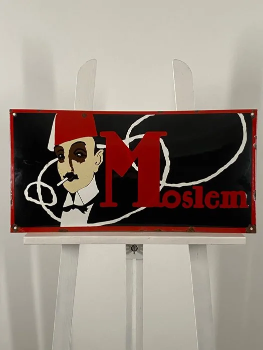 MOSLEM CIGARETTES - Advertising sign - 60x30cm - Made of thick steel sheet and enamel