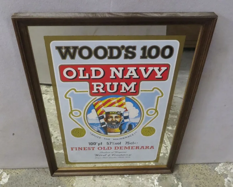 Woods 100 Old Navy Rum Advertising Wall Mirror approx.