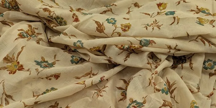 Vintage autentico: Lino-Cotone floreale anni ’70 – 6,10 m - Curtain fabric - 610 cm - 140 cm