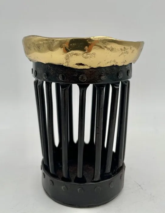 David MARSHALL - David Marshall - Sculpture, David Marshall – Unique Brutalist Art Piece – Rare - 13 cm - Aluminium, Brass