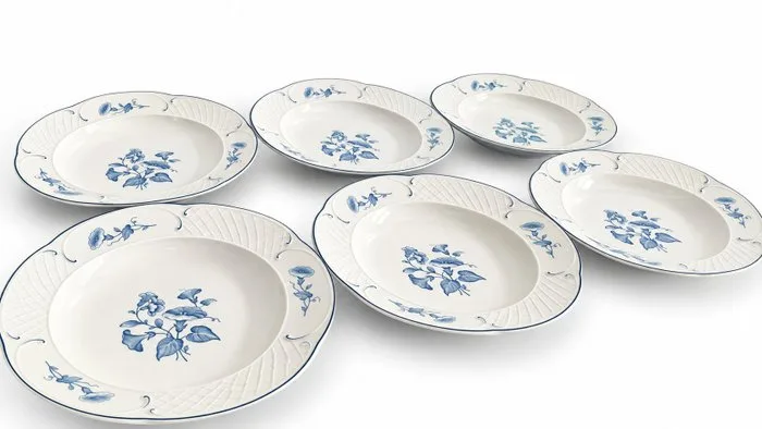 Villeroy & Boch - 6 Assiettes Creuses - Table service (6) - Val Bleu - Porcelain - Table service